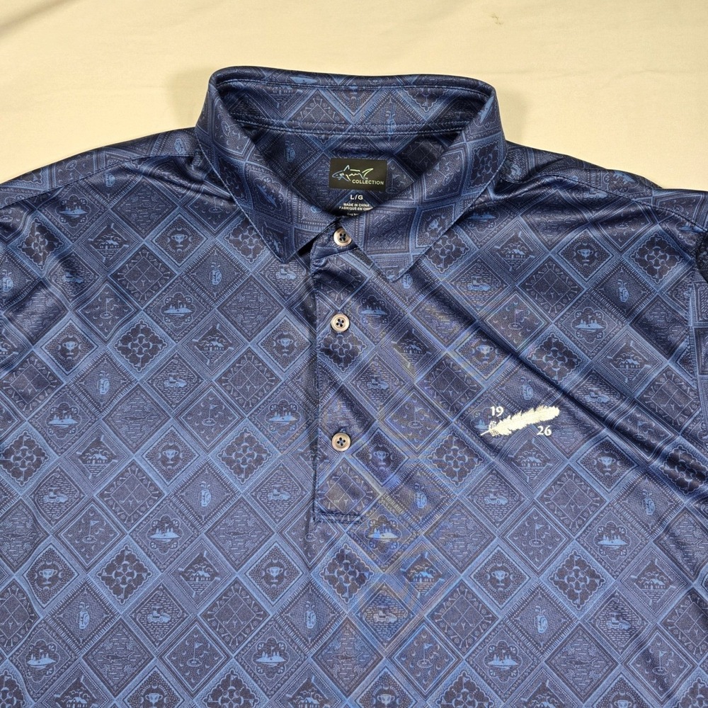 Greg Norman golf Ryder Cup 1926 Polo Shirt Mens Large‎ Blue ML75 Play Dry